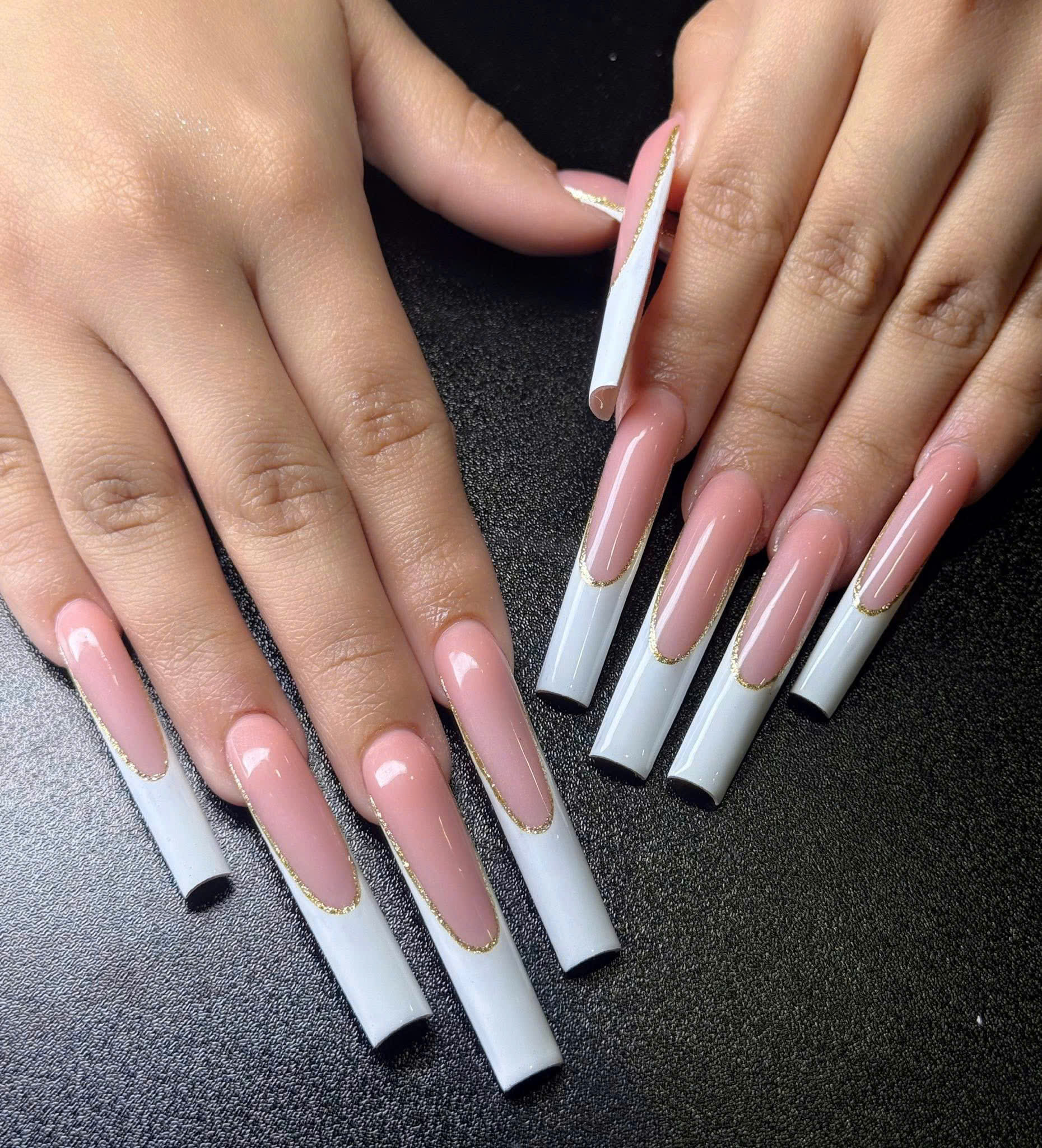 Classic French Nails with Gold