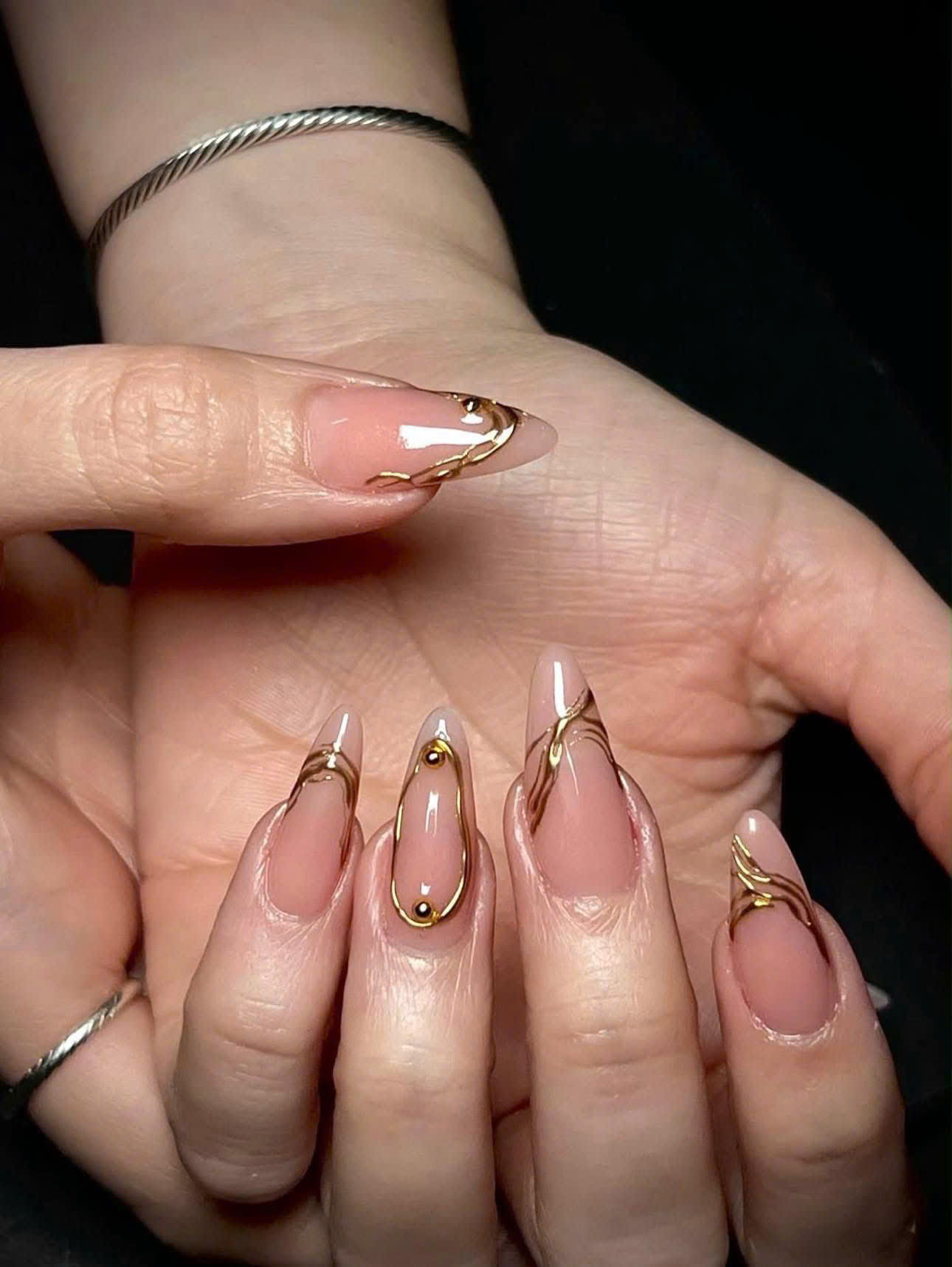 Golden Almond Nails
